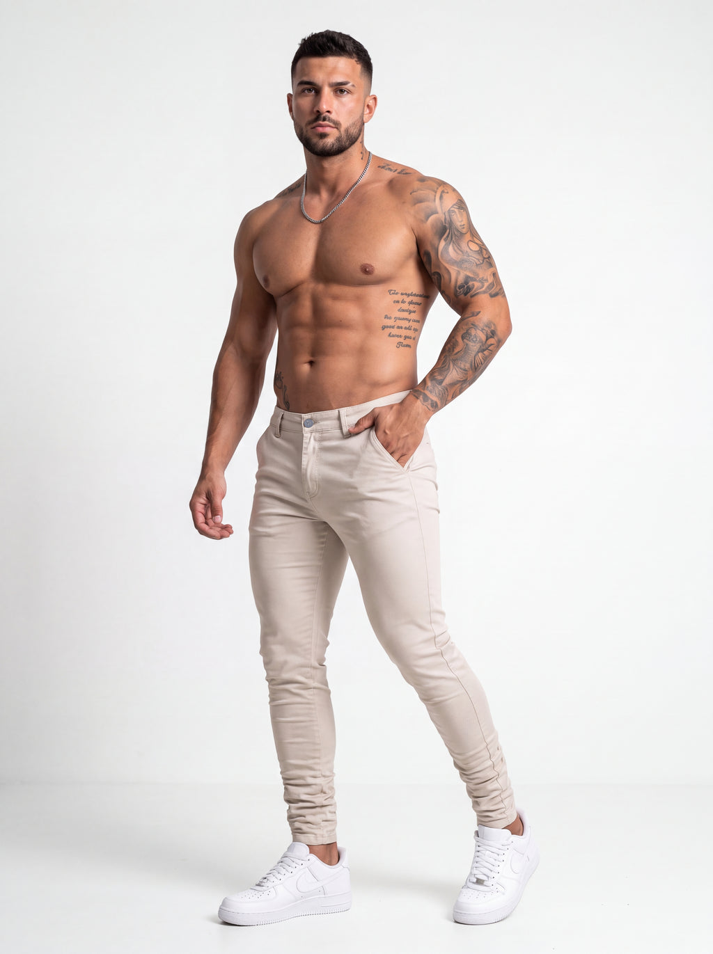 Pantalón Drill Slim Fit Marfil