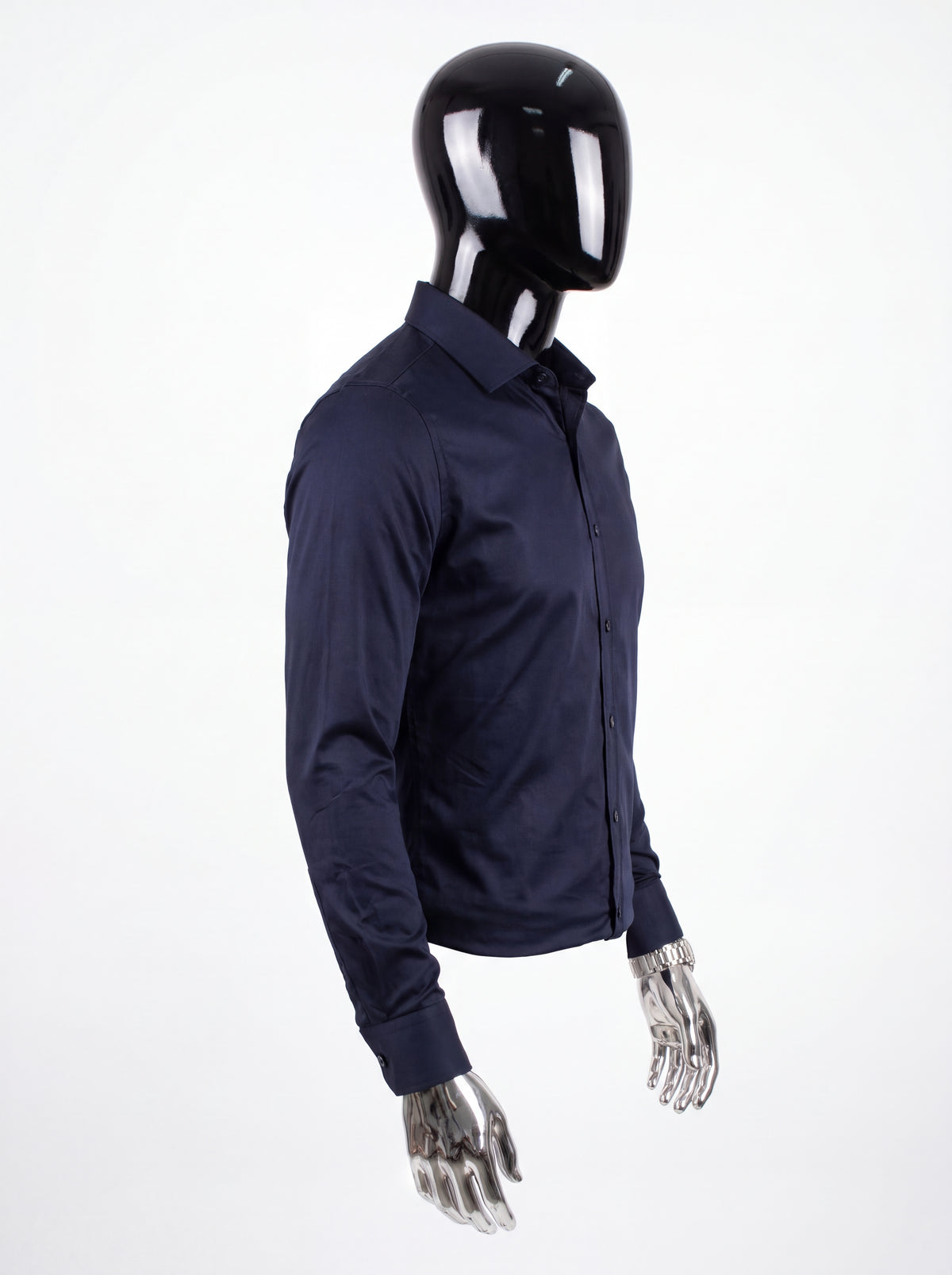 Camisa Seda Fría Slim Fit – Navy Essential