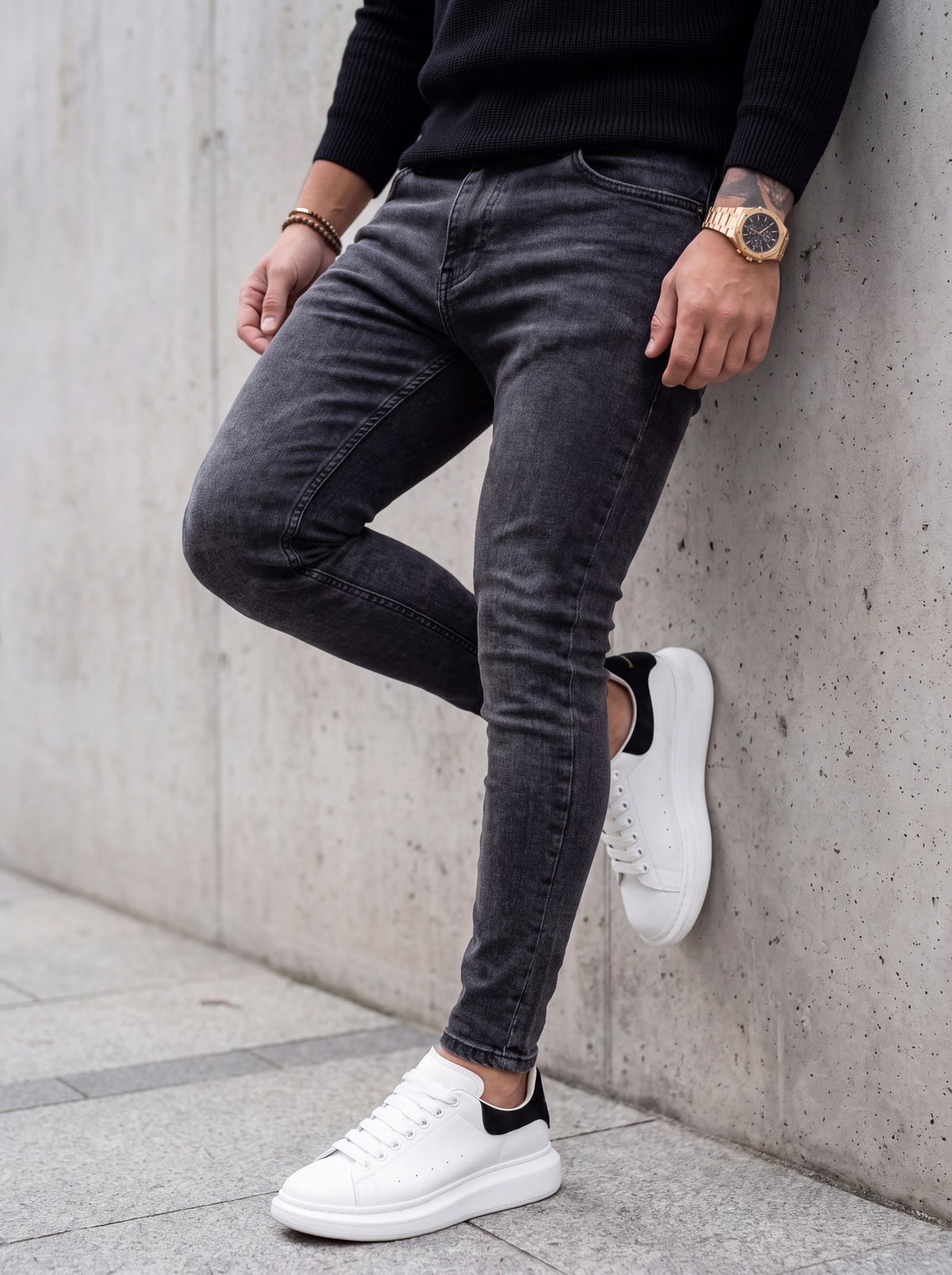 JEAN SKINNY - GRIS OSCURO LISO
