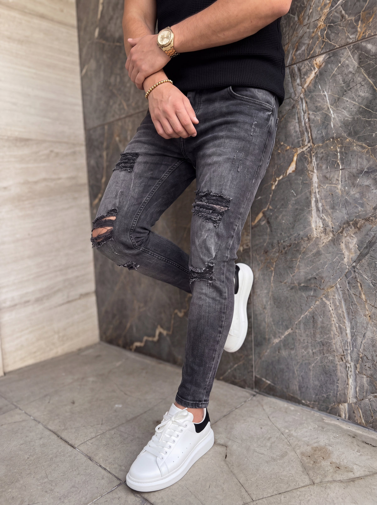 JEAN SKINNY BLACK SHADOW DESTROYED