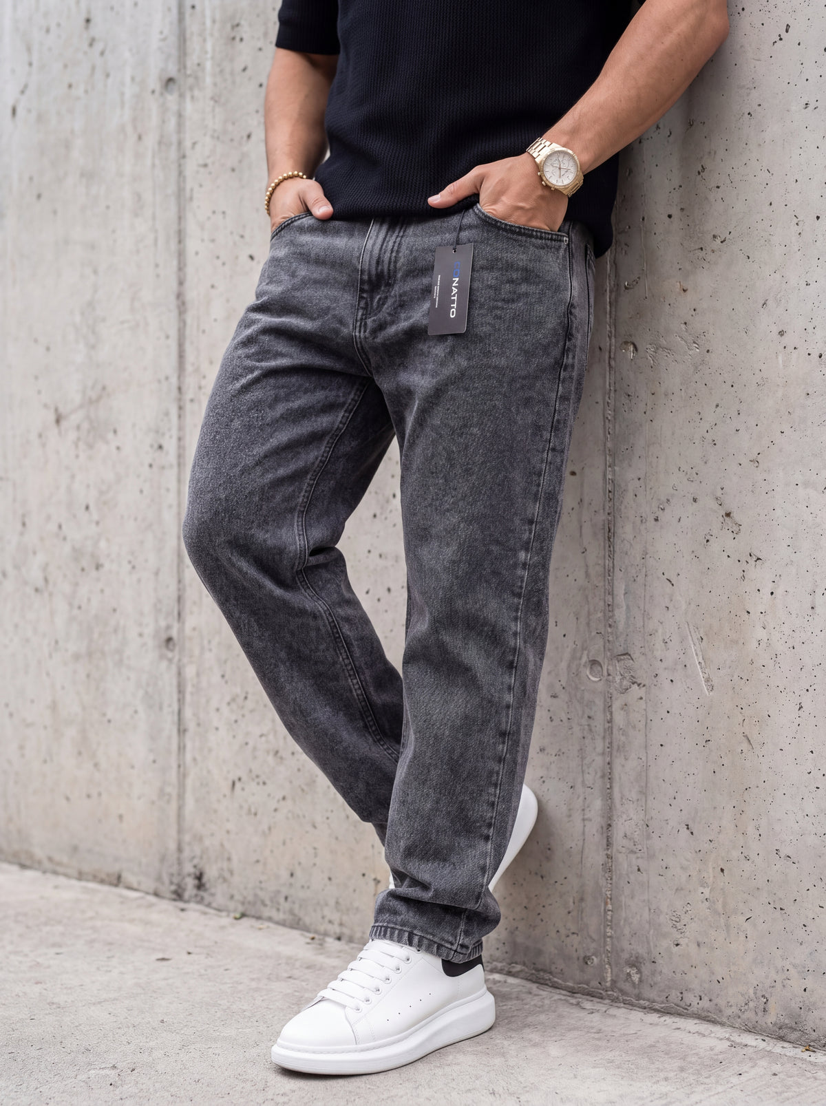 Jean Mom Fit Gris Oscuro