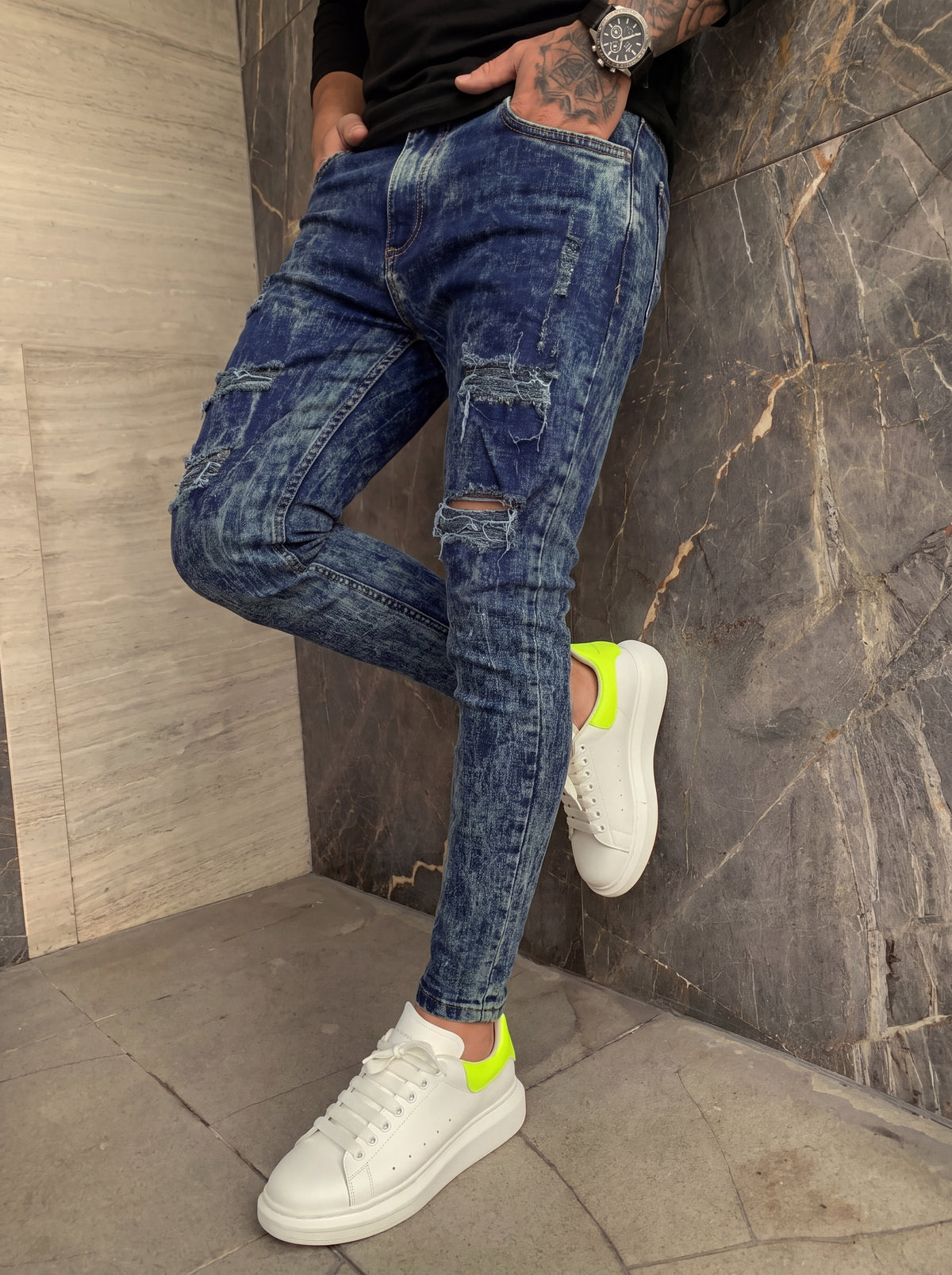 JEAN SKINNY INDIGO DESTROYED