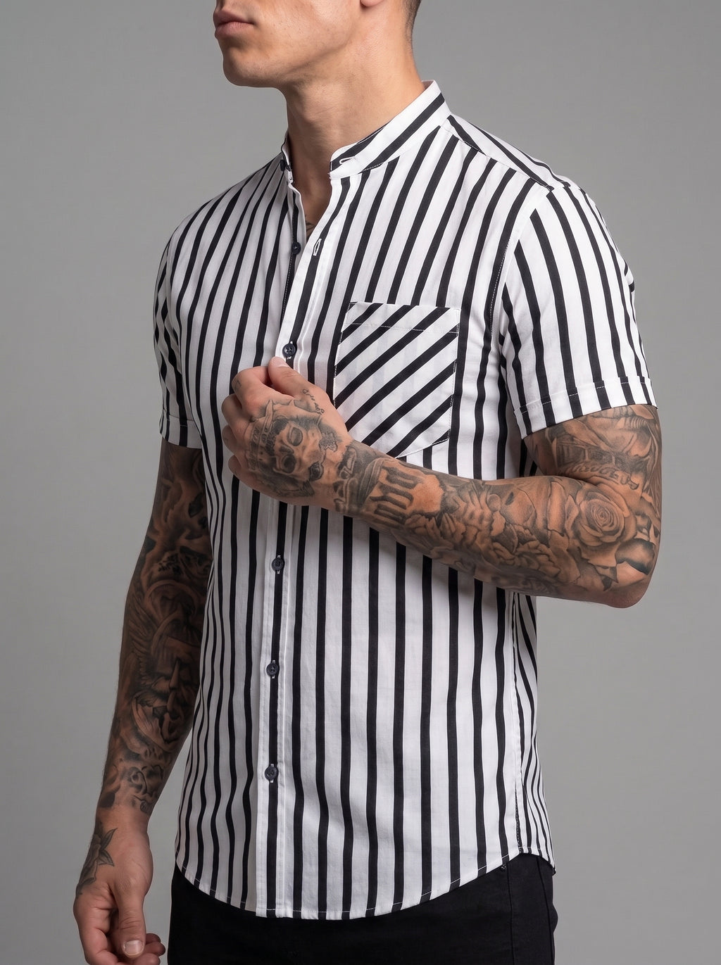 Camisa Neru Stripe Black