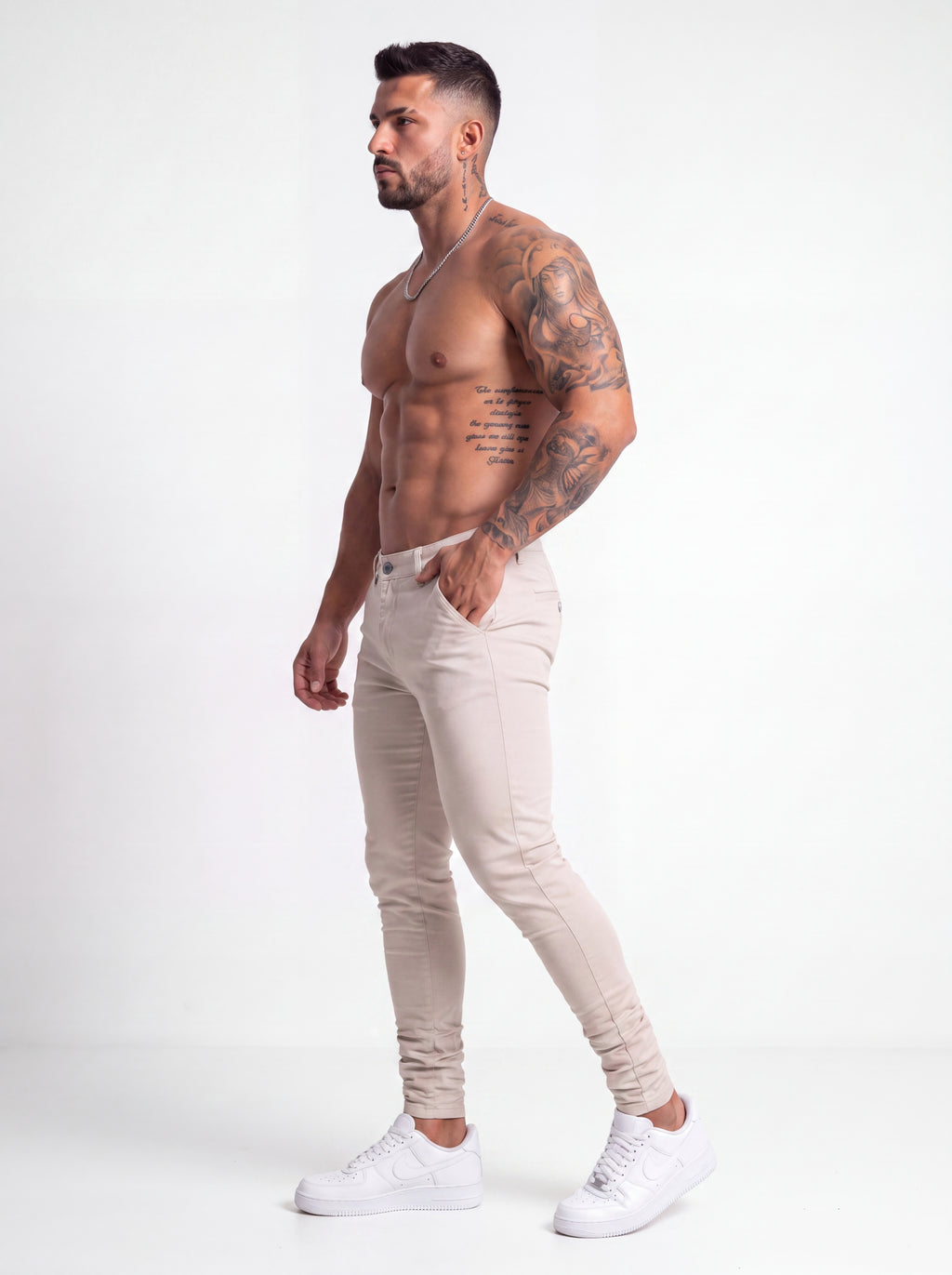 Pantalón Drill Slim Fit Marfil