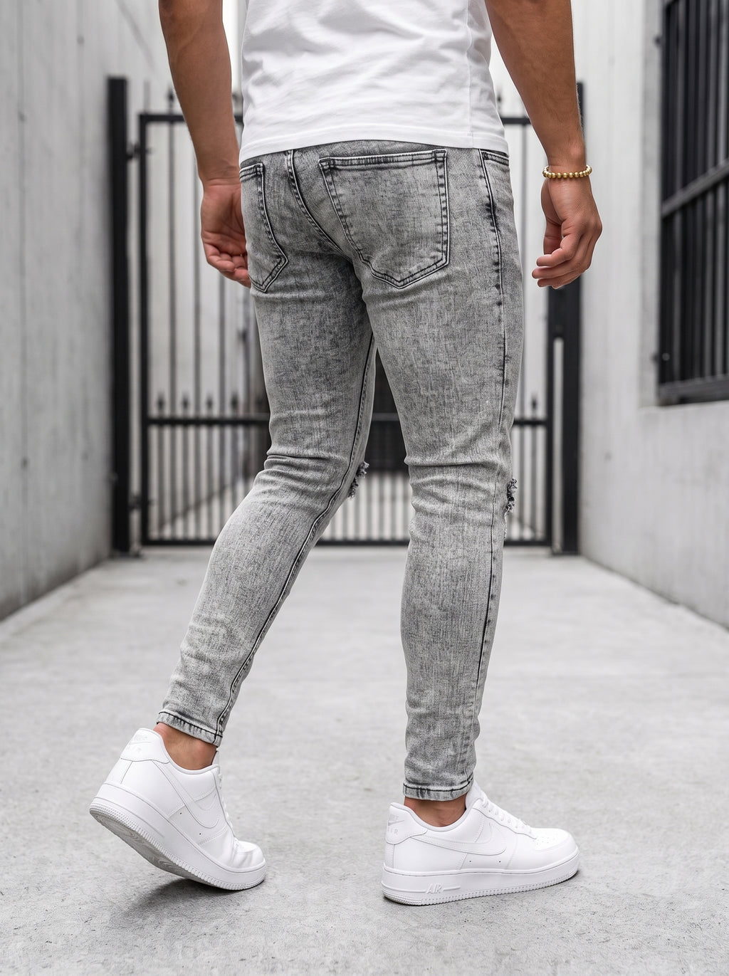 JEAN SKINNY - GRIS CLARO ROTO