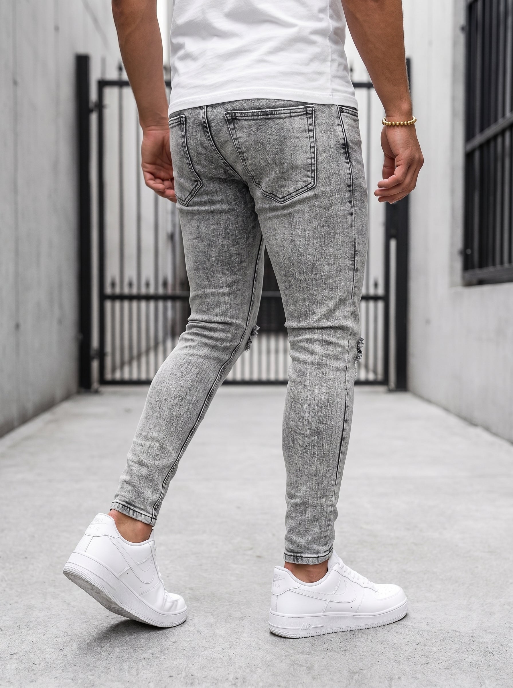 JEAN SKINNY - GRIS CLARO ROTO