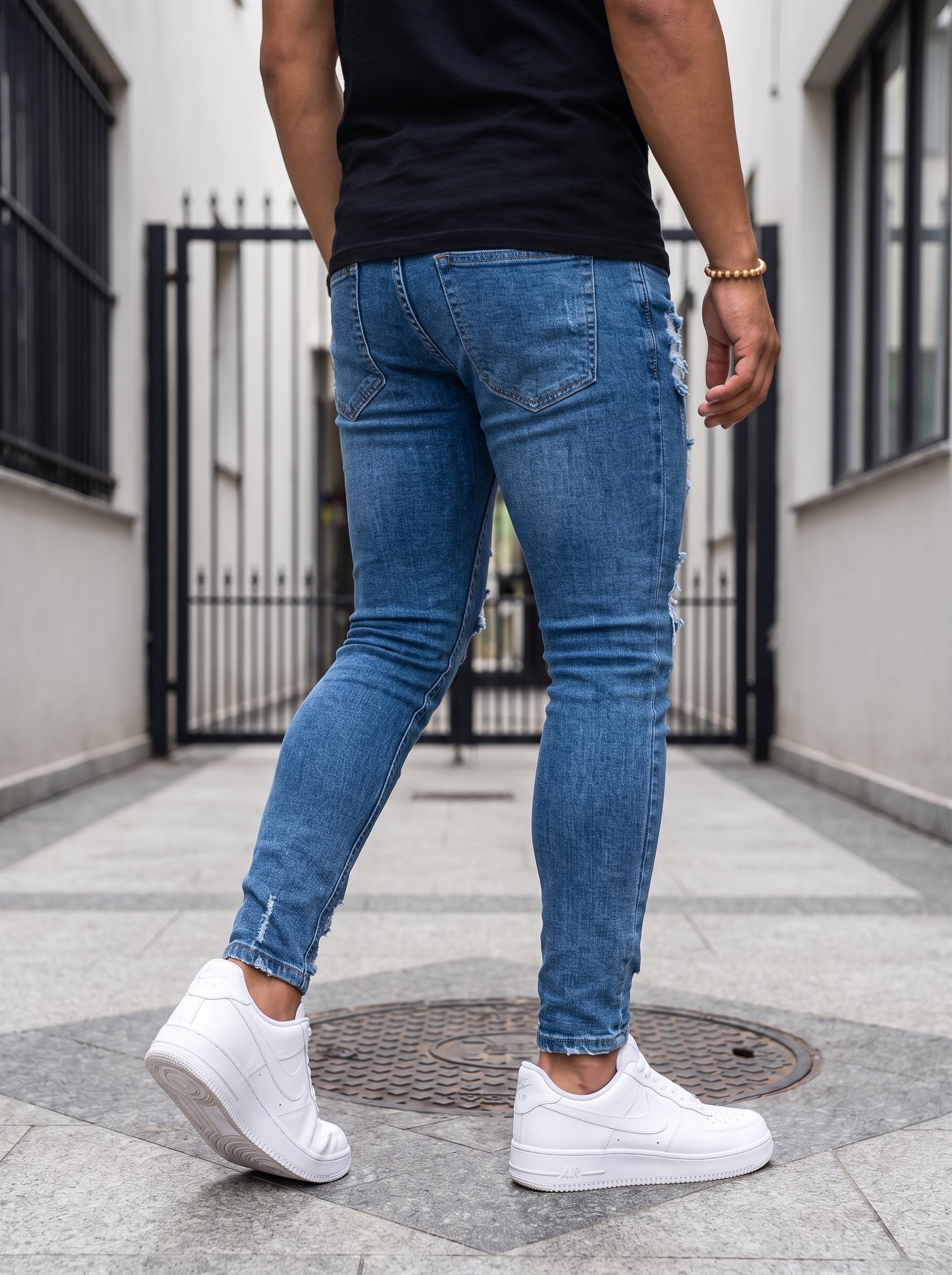 JEAN SKINNY MID BLUE DESTROYED
