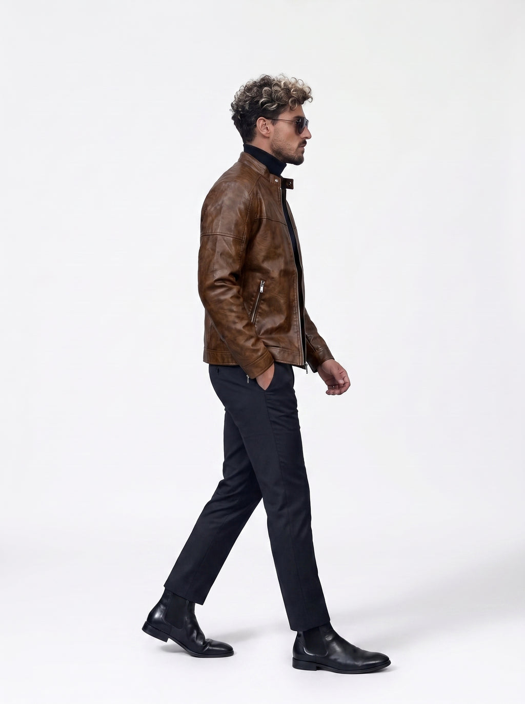 CHAQUETA CUERO TEX NERU PREMIUM CAFÉ