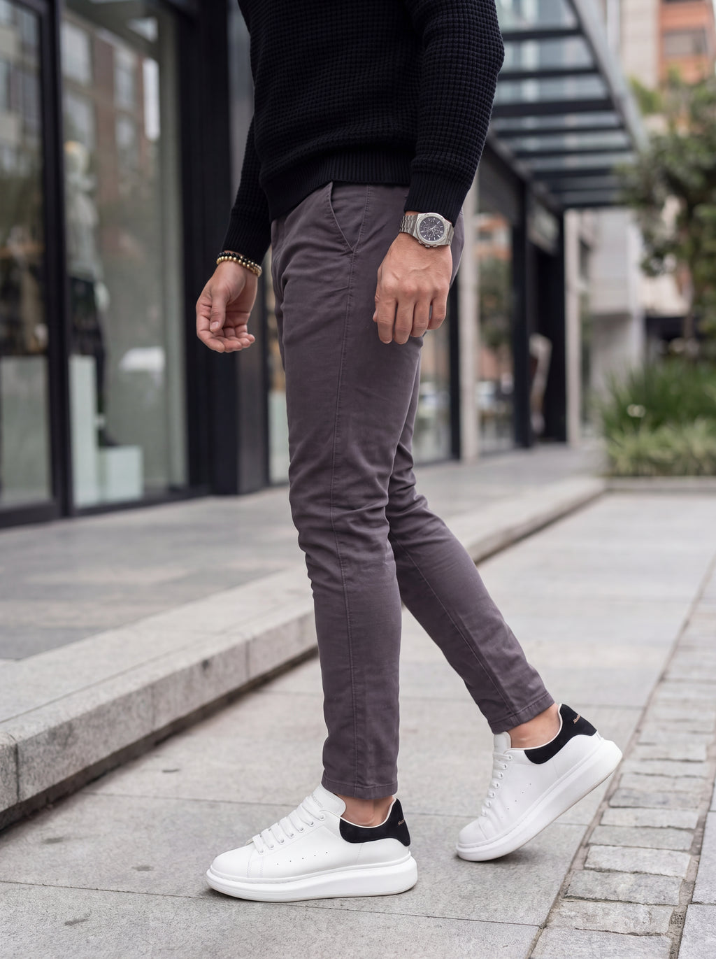 Pantalón Drill Slim Fit Gris Plomo