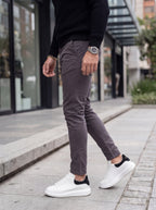 Pantalón Drill Slim Fit Gris Plomo