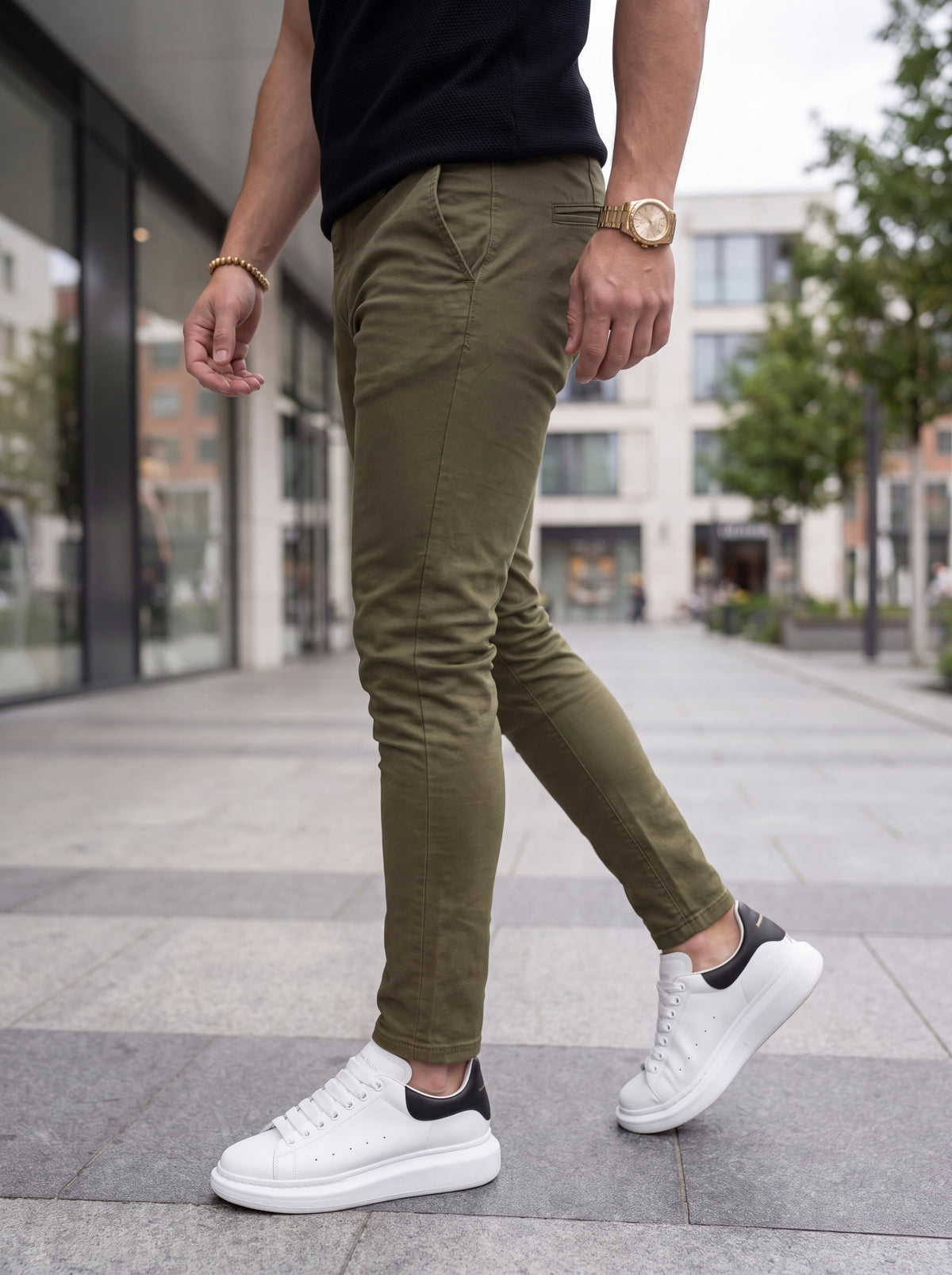 Pantalón Drill Slim Fit Dark Olive