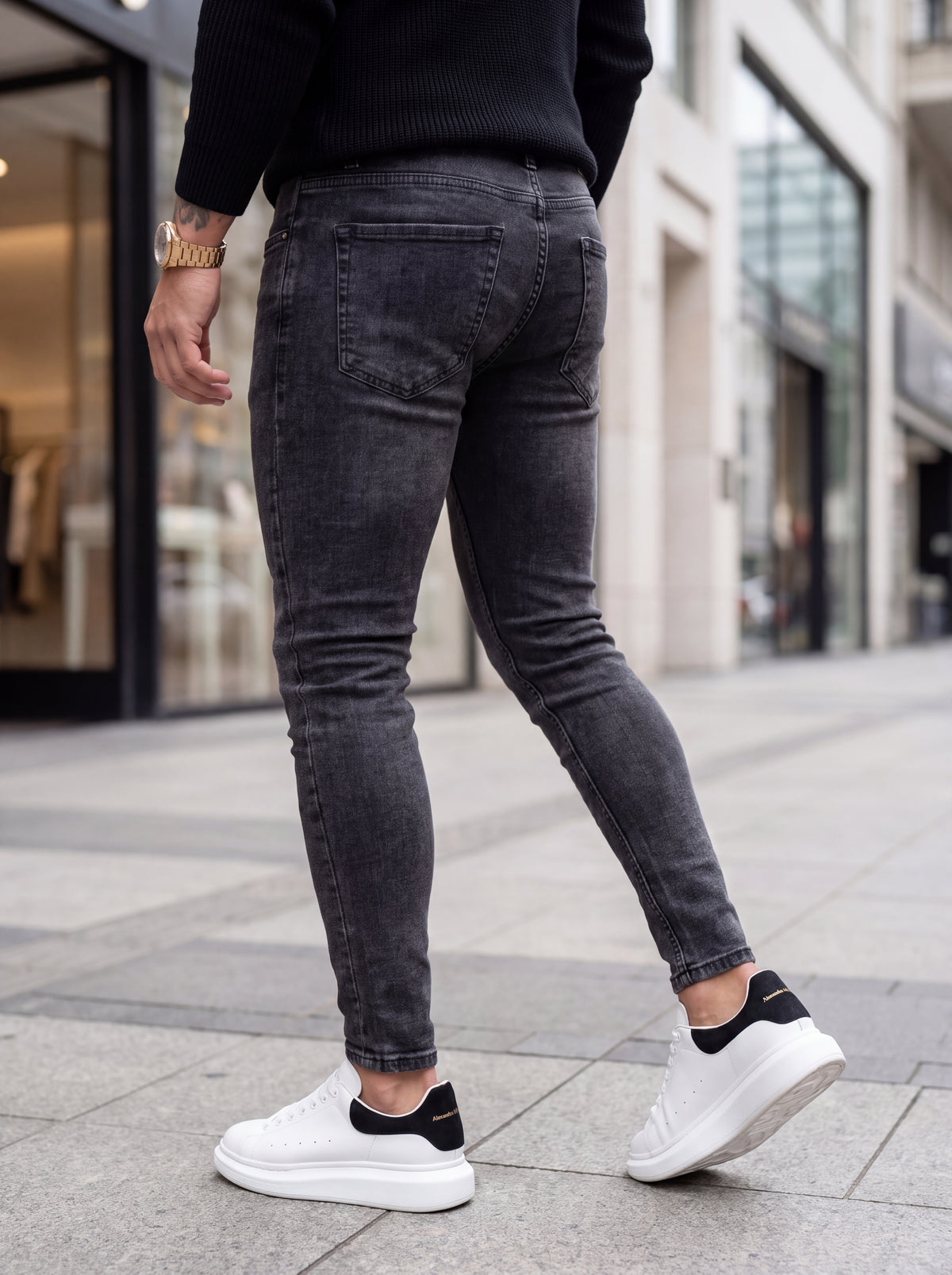 JEAN SKINNY - GRIS OSCURO LISO