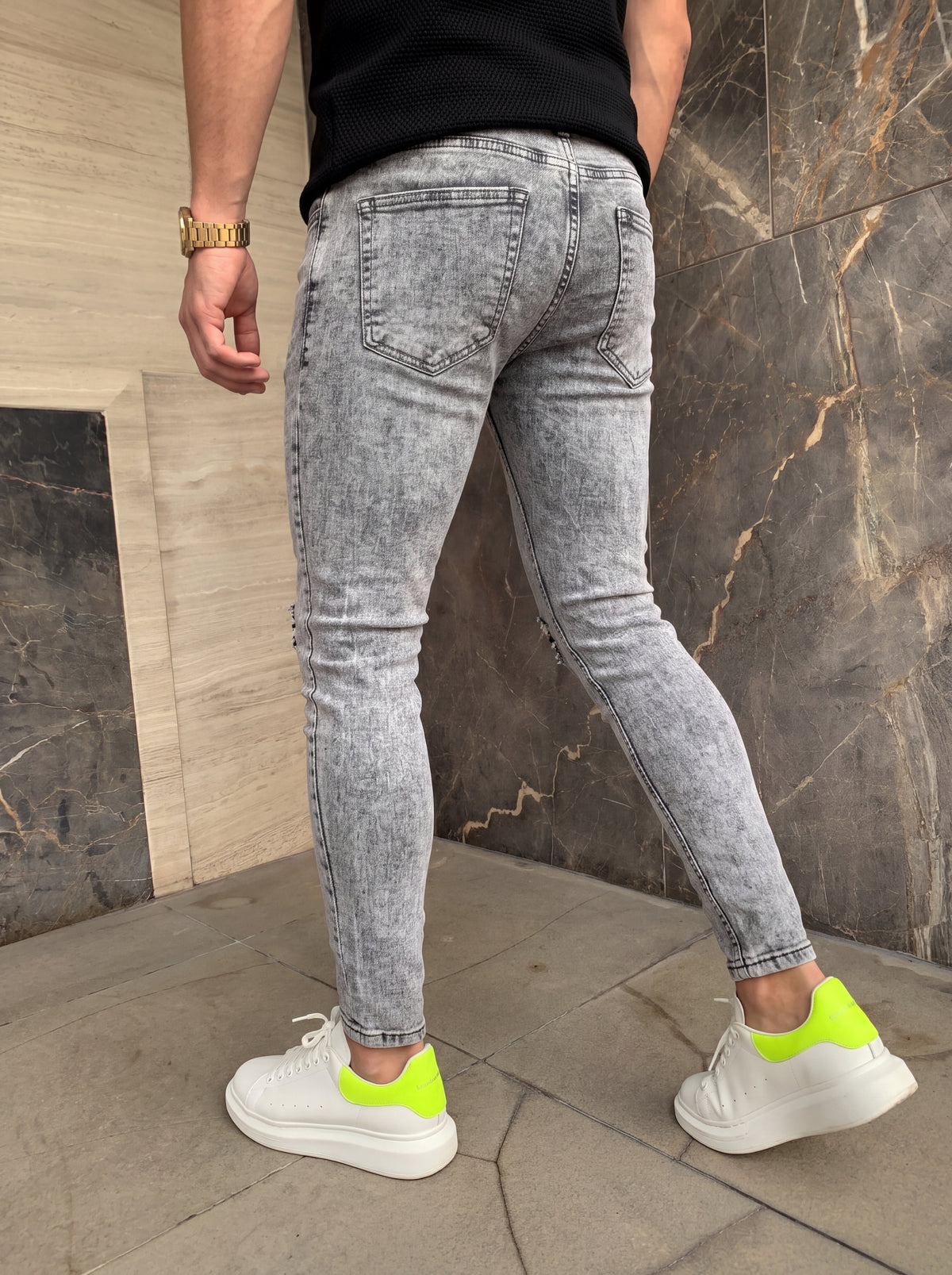 JEAN SKINNY - GRIS CLARO ROTO