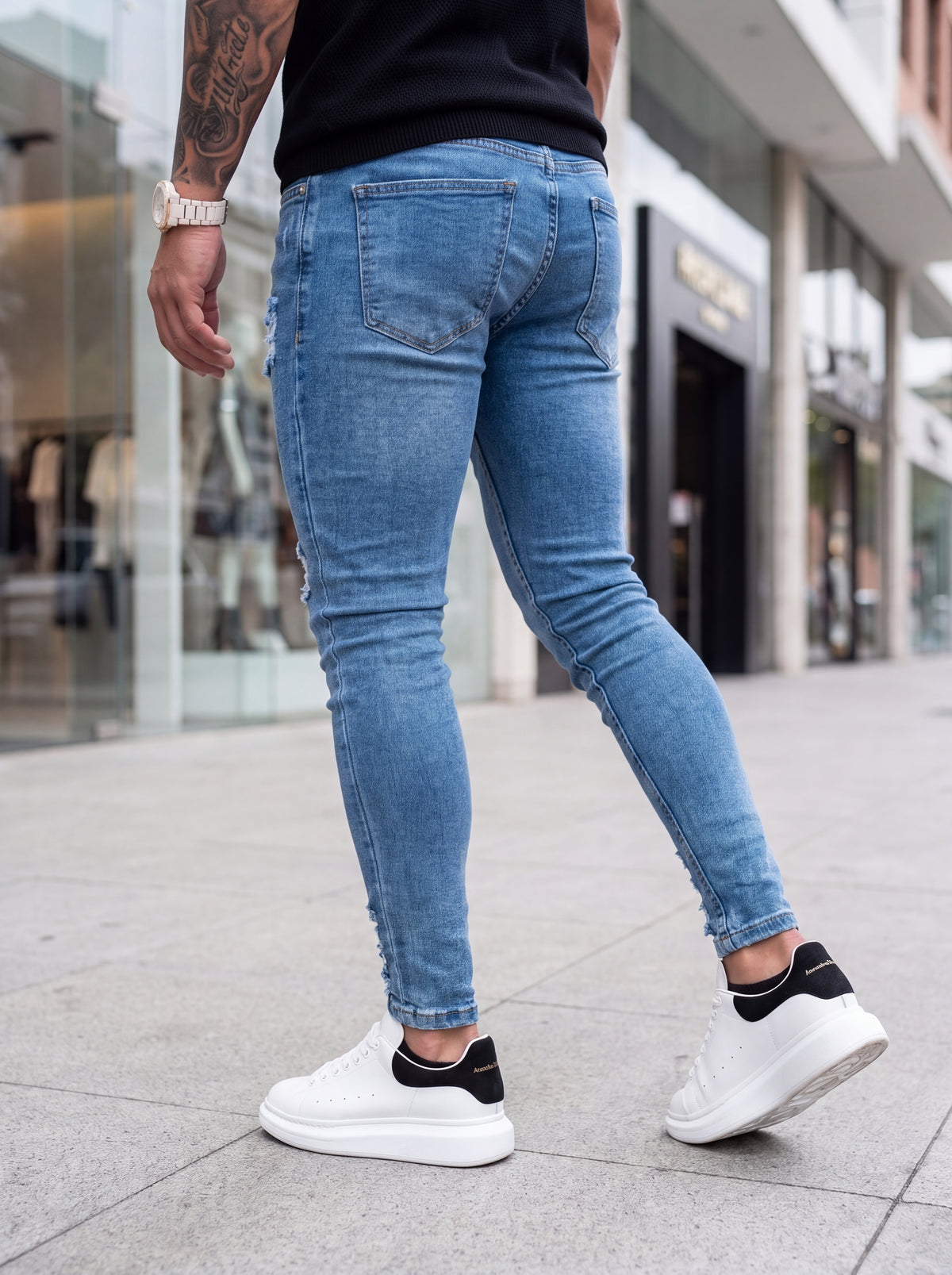 JEAN SKINNY MID BLUE DESTROYED