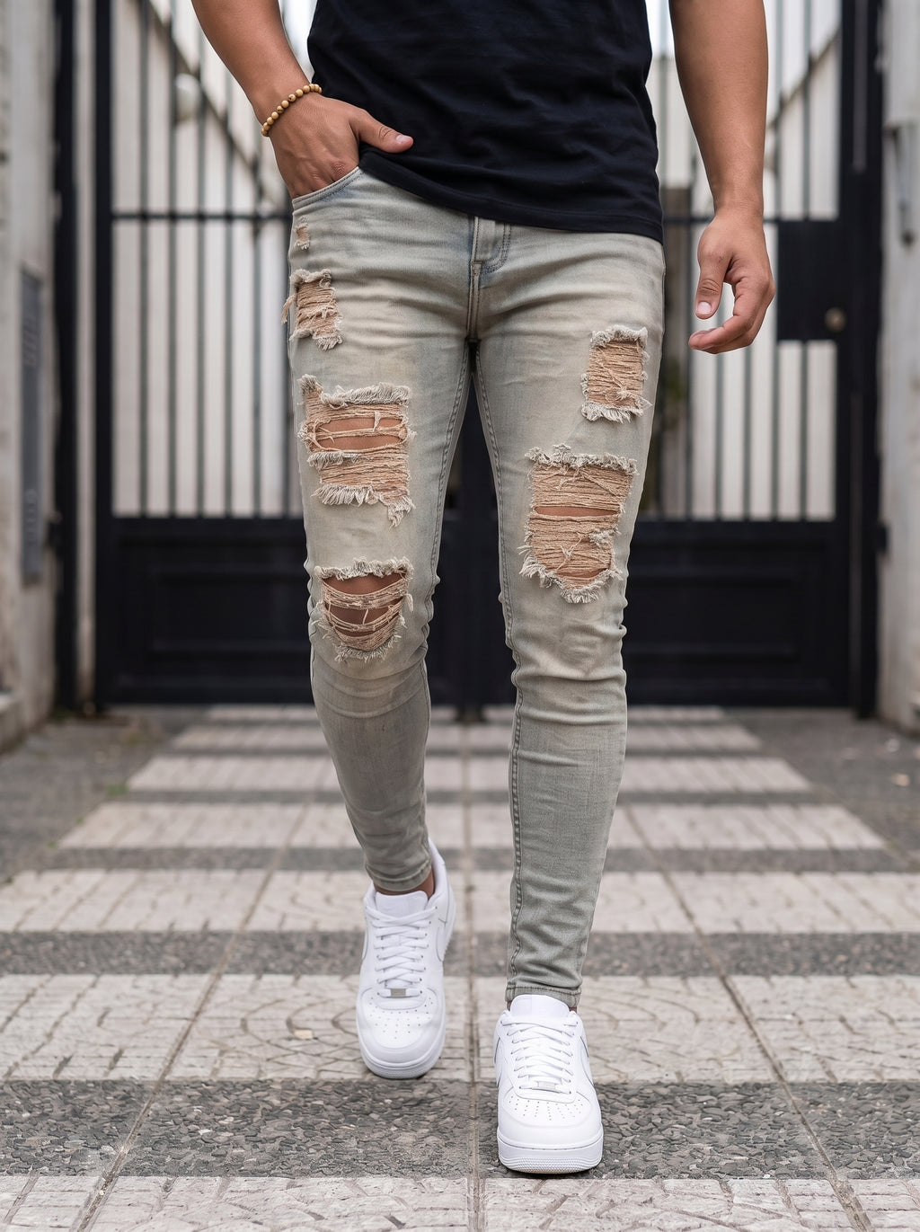 JEAN SKINNY GLACIER DESTROYED