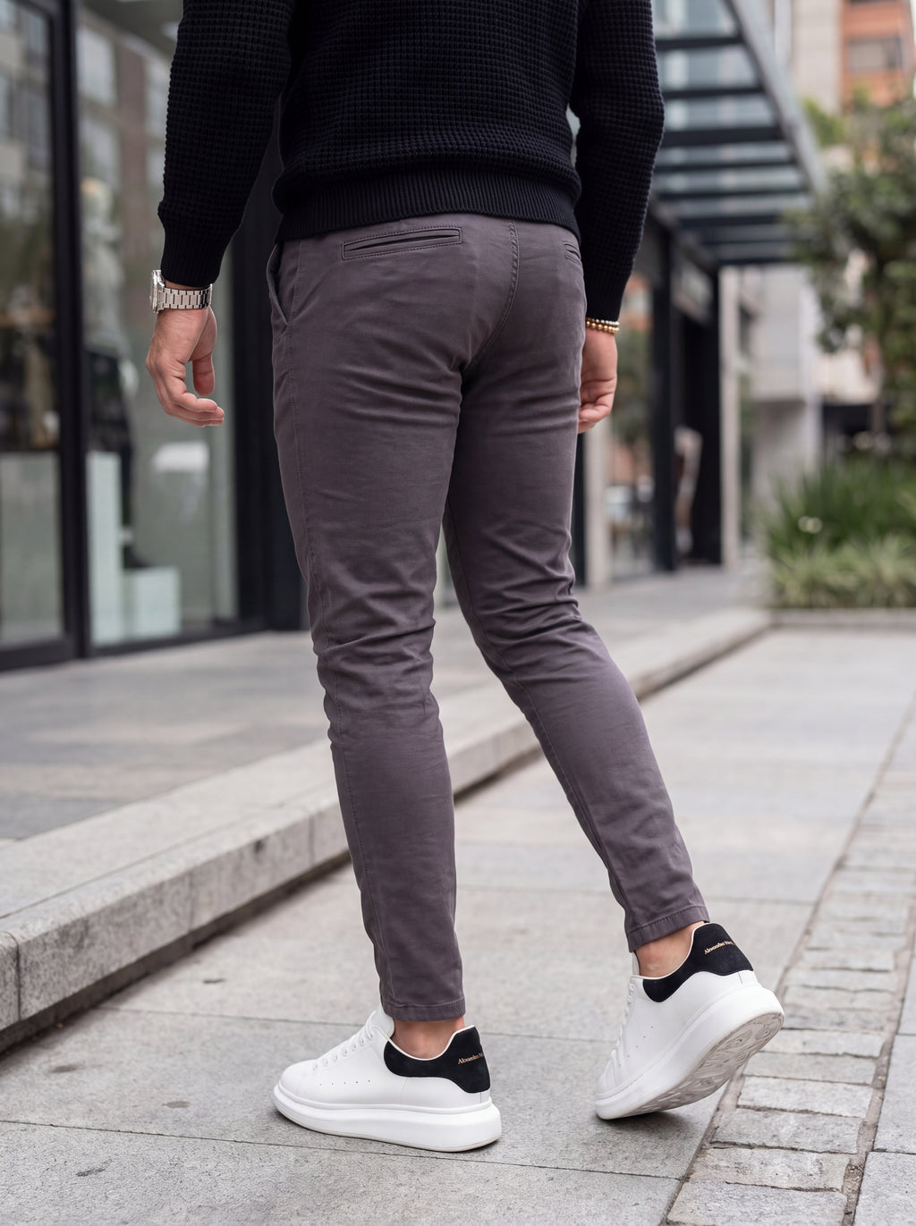 Pantalón Drill Slim Fit Gris Plomo