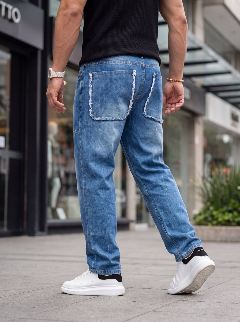Jean Mom fit Panel Azul Claro