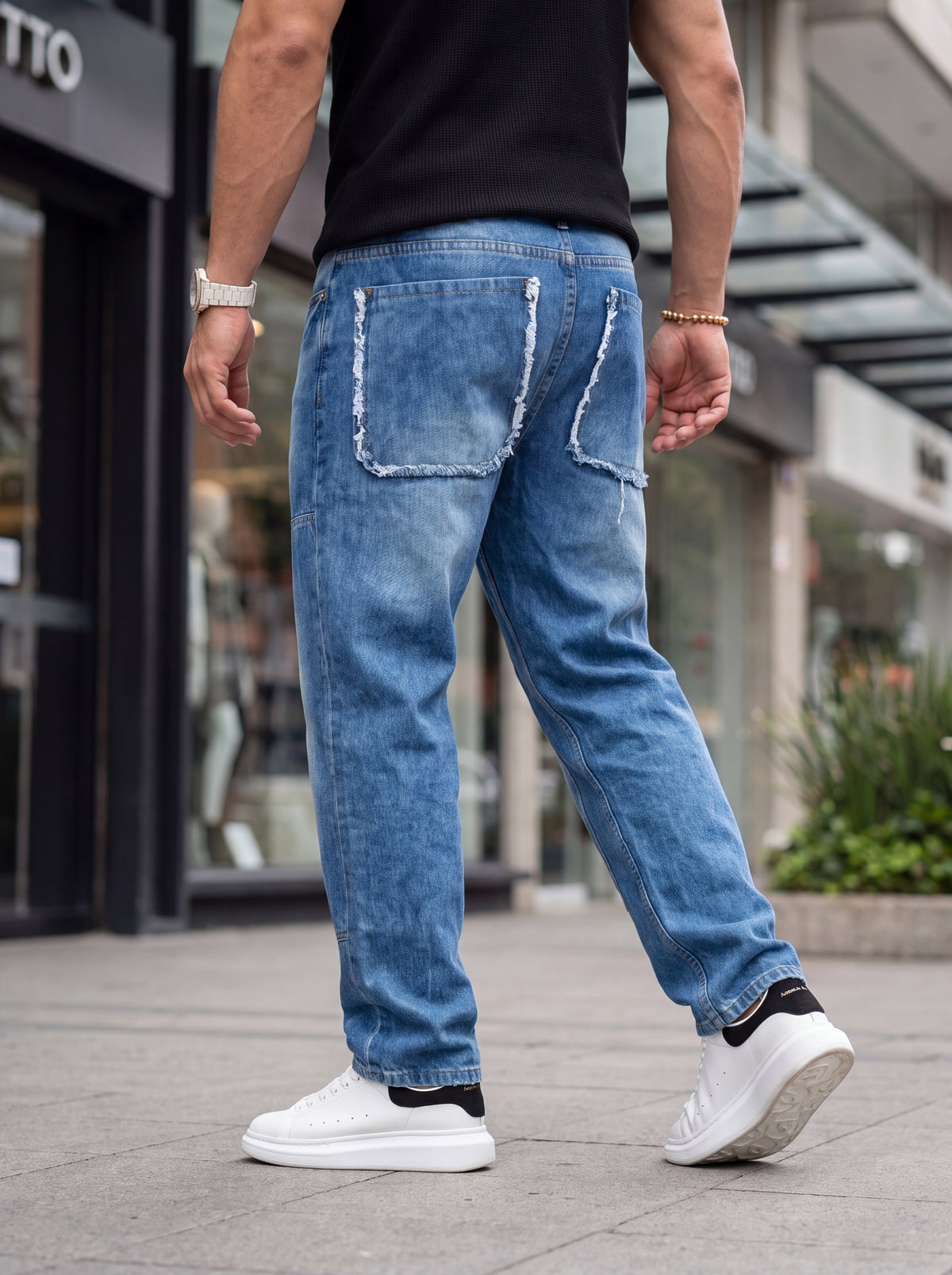 Jean Mom fit Panel Azul Claro