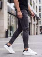 JEAN SKINNY - GRIS OSCURO ROTO