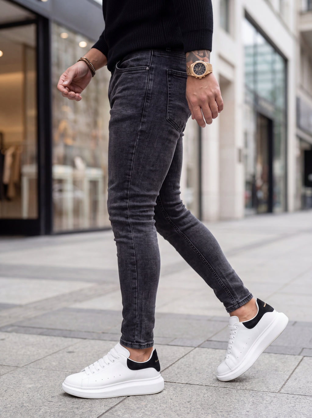 JEAN SKINNY - GRIS OSCURO LISO