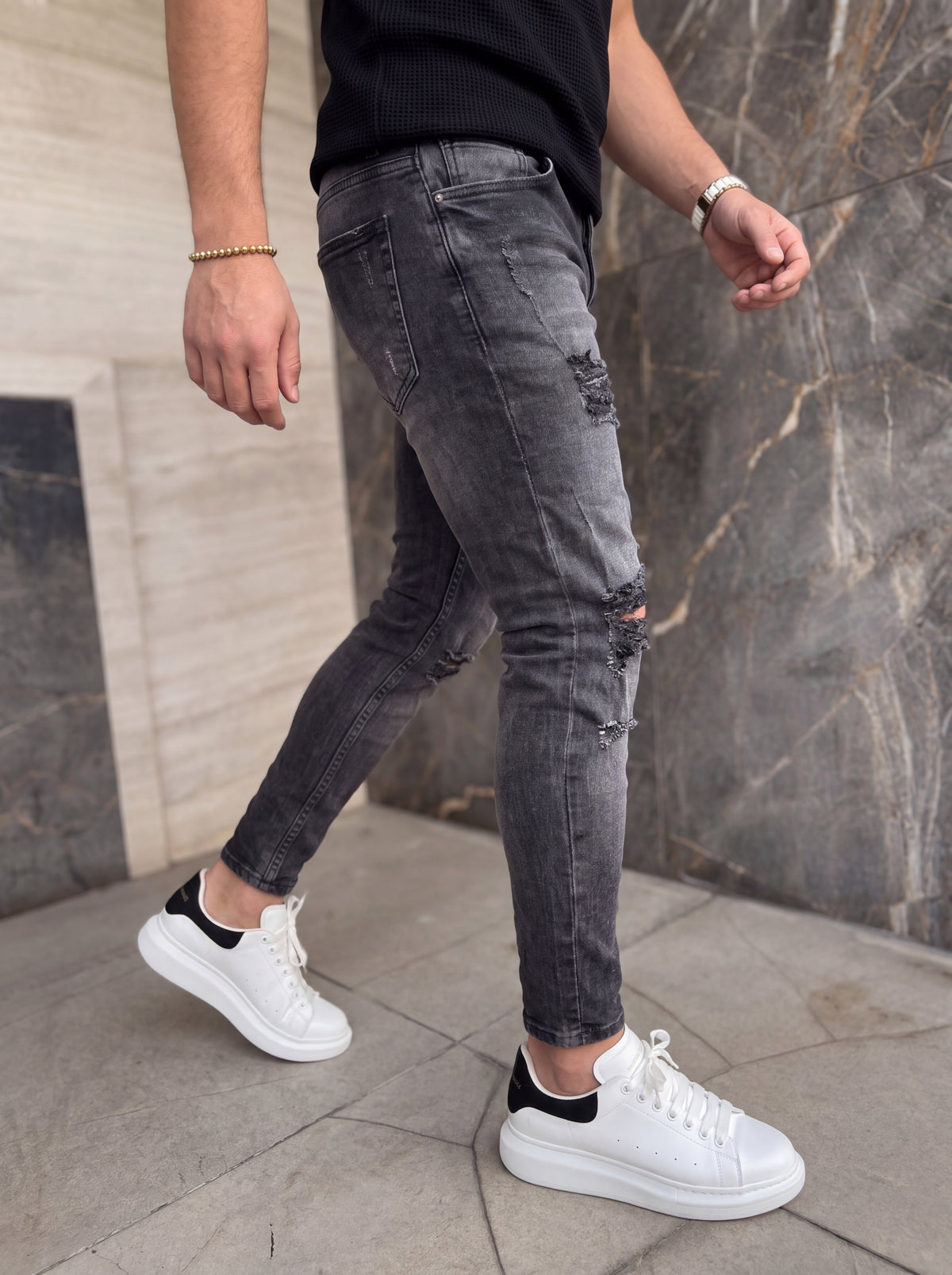 JEAN SKINNY BLACK SHADOW DESTROYED