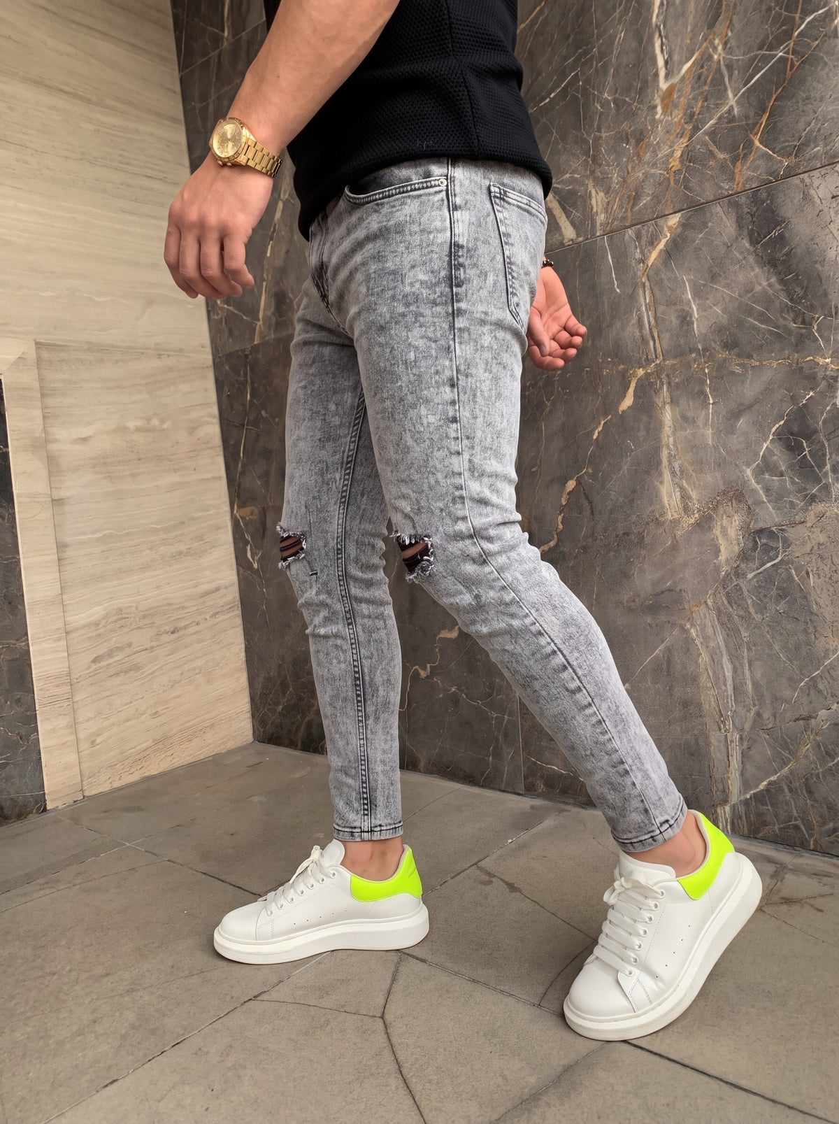 JEAN SKINNY - GRIS CLARO ROTO