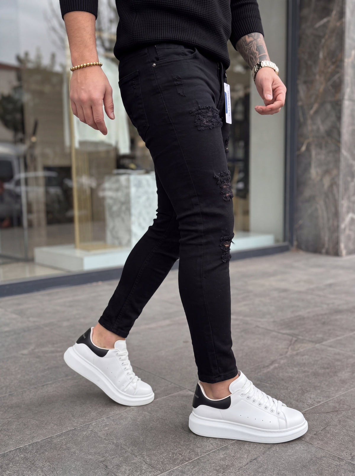 JEAN SKINNY – BLACK DESTROYED
