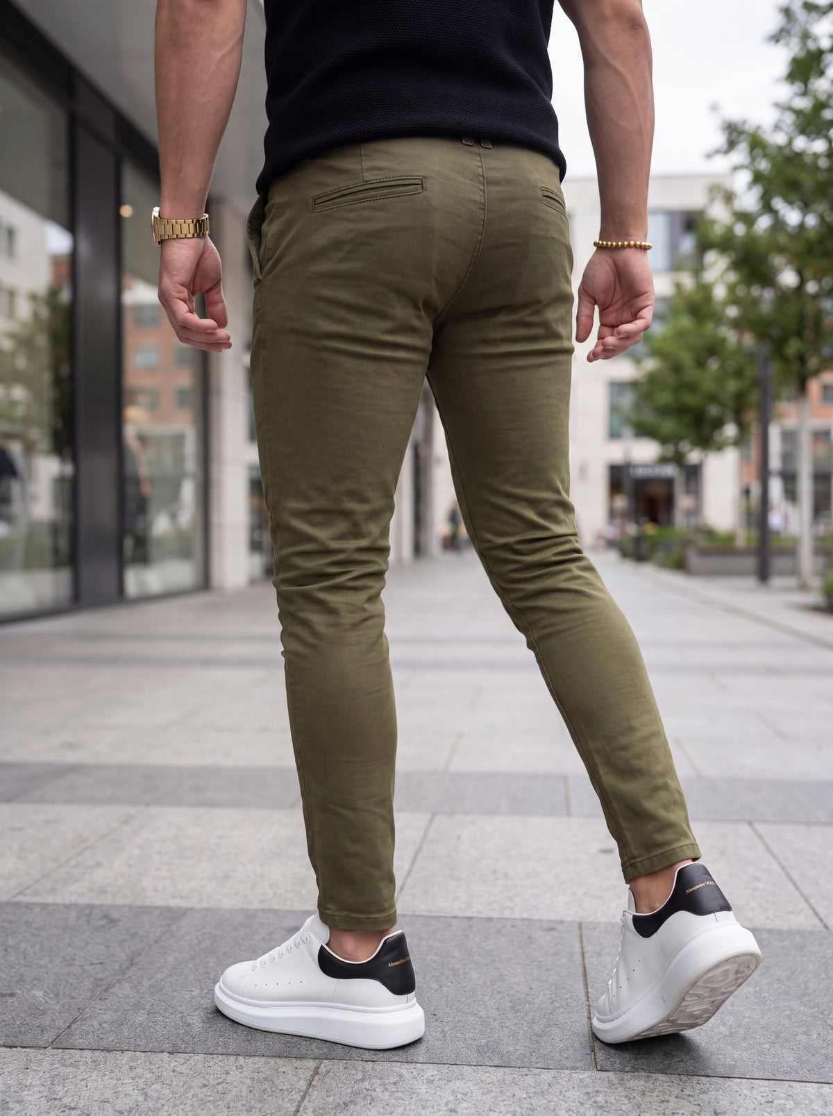 Pantalón Drill Slim Fit Dark Olive