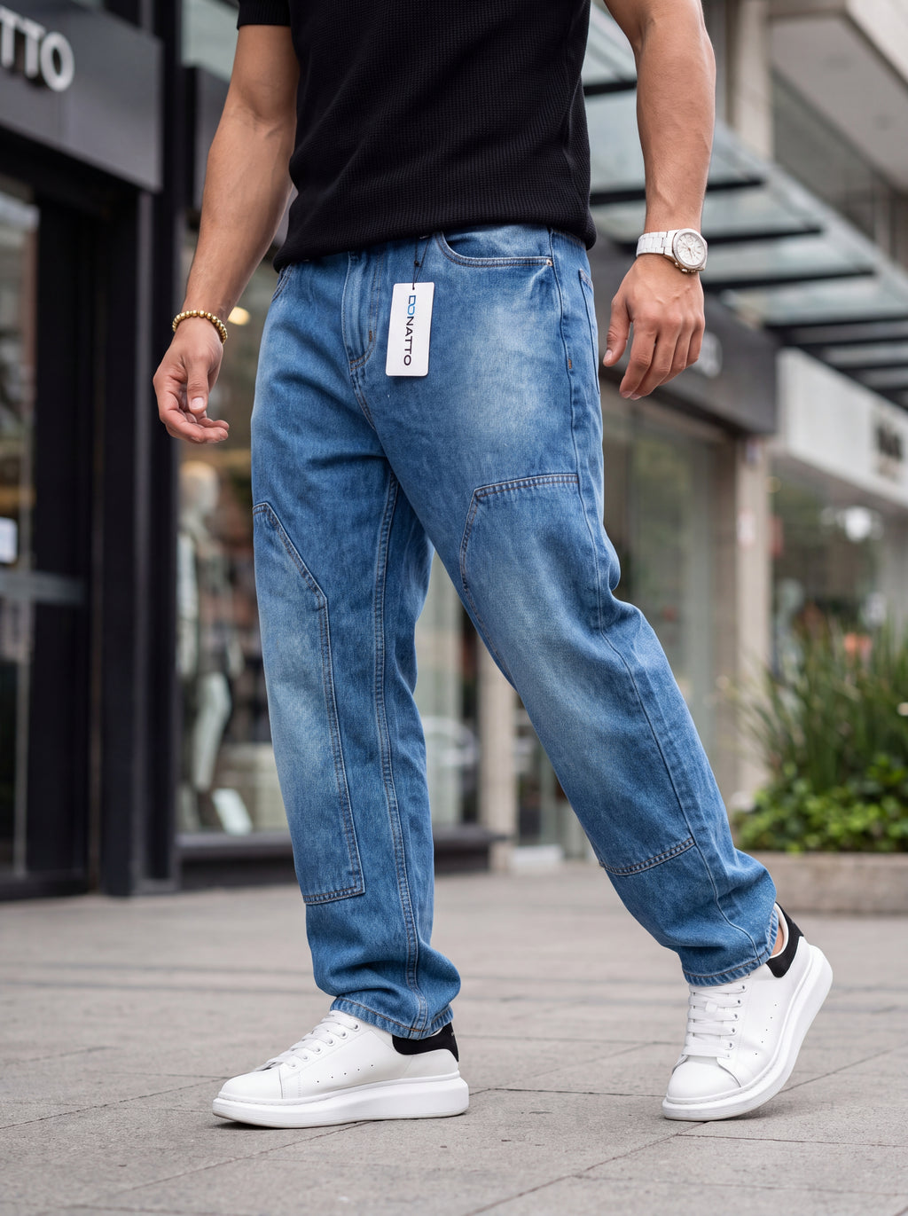 Jean Mom fit Panel Azul Claro
