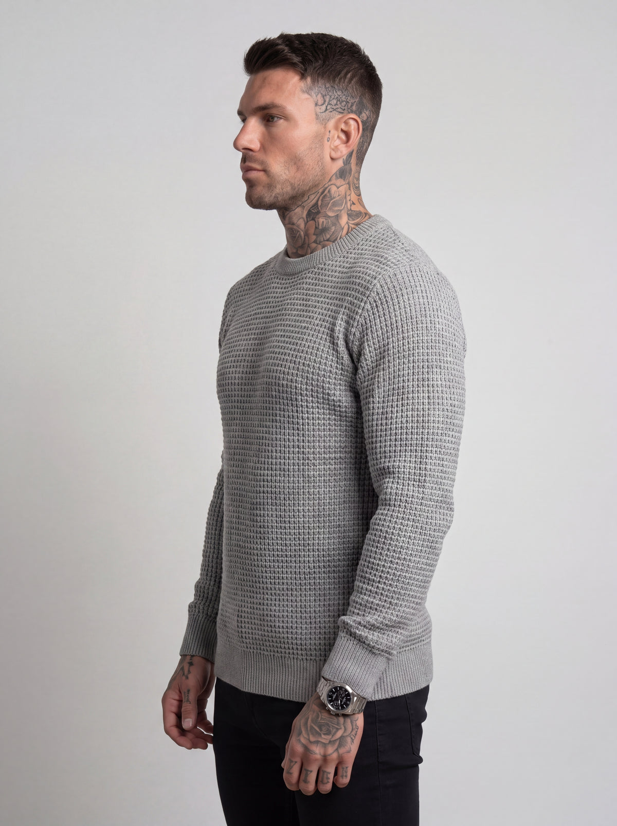 Buzo Tejido Waffle Monaco – Gris Perla