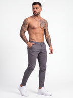 Pantalón Drill Slim Fit Gris Plomo