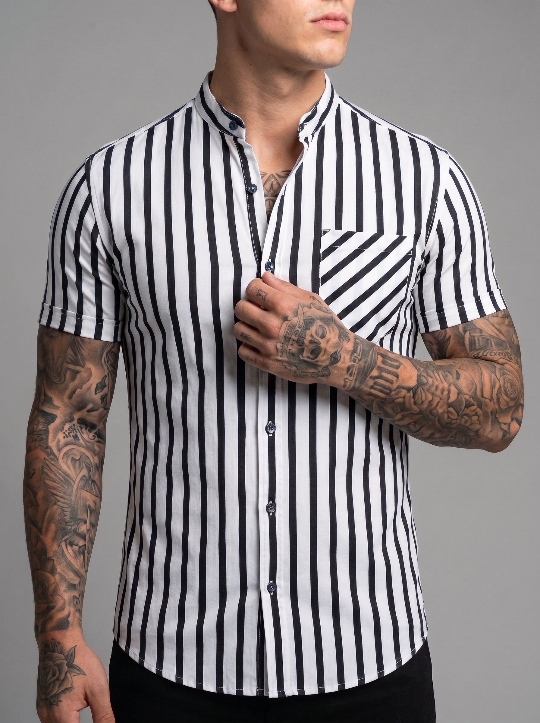 Camisa Neru Stripe Black