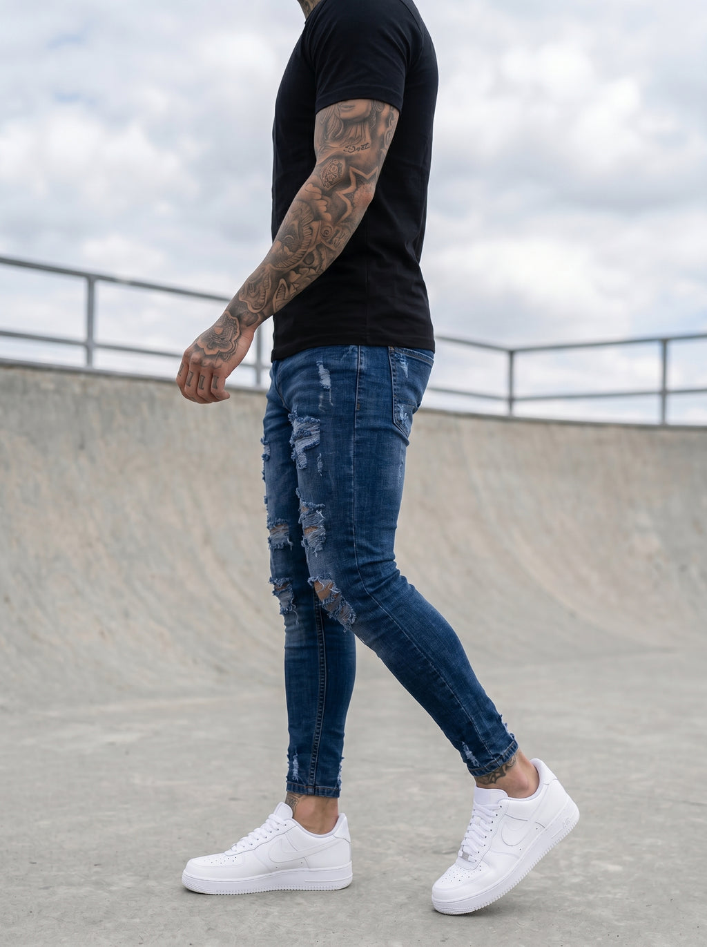 POLO MONACO WHITE  - JEANS SKINNY BLU