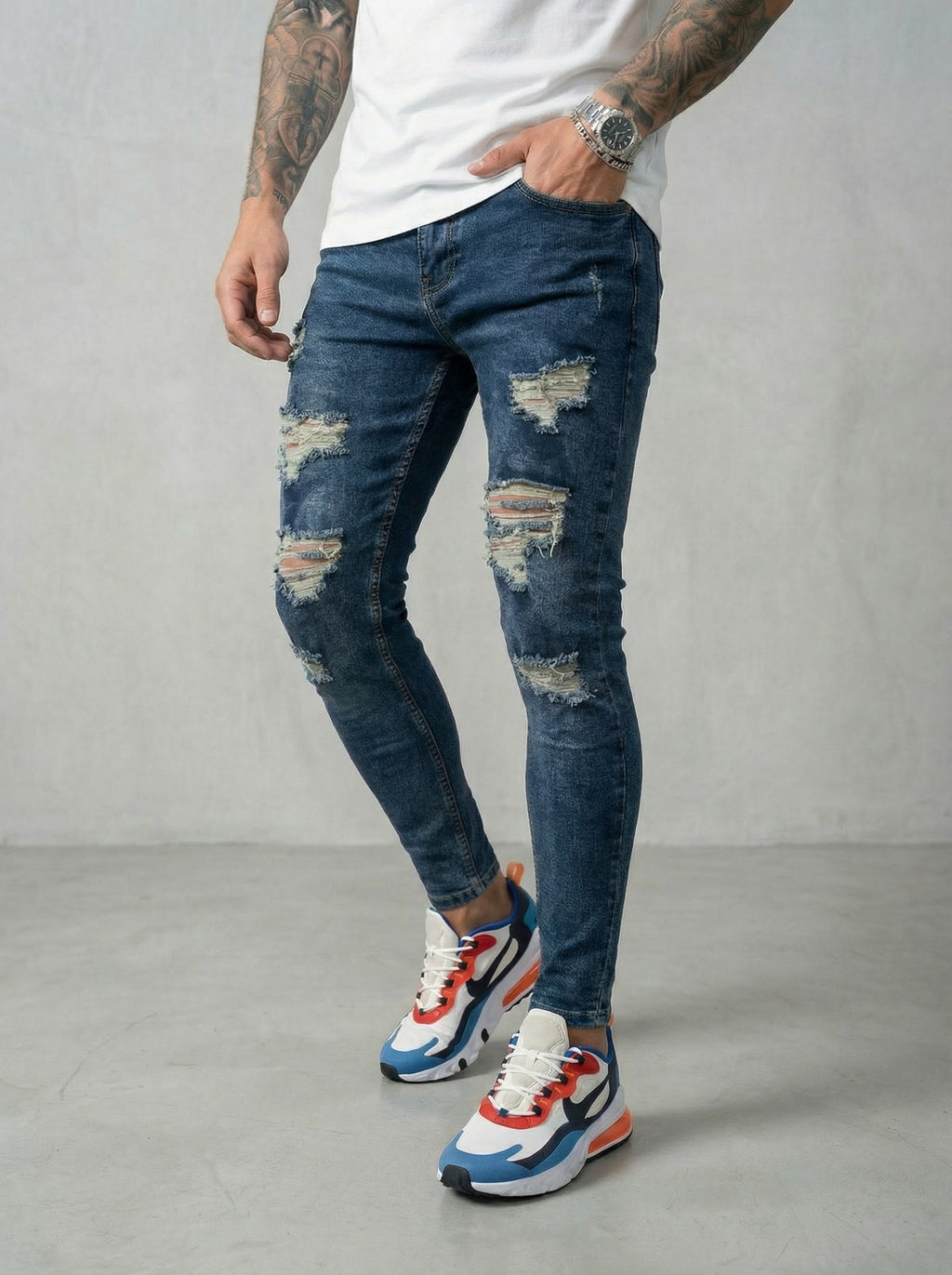 JEAN SKINNY - VERDE TODO ROTO