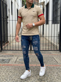 POLO DO MONACO BEIGE + JEAN SKINNY BLUE DESTROYED EDITION