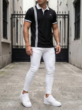 POLO DO MONACO STRIPE BLACK + JEAN SKINNY BLANCO LISO