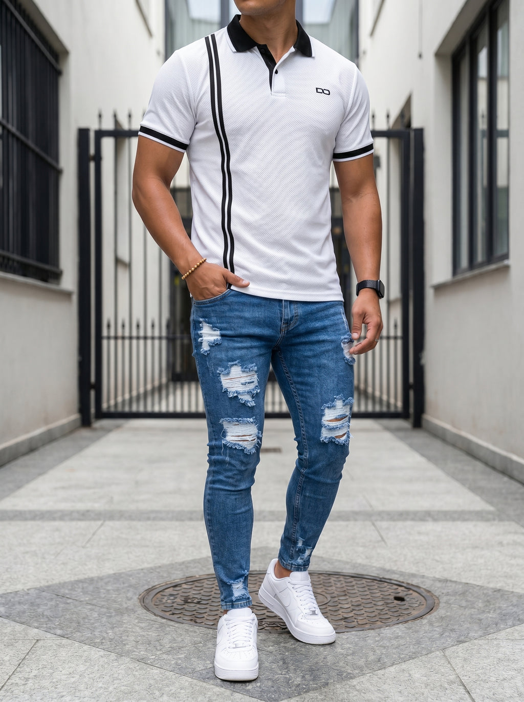 POLO DO MONACO BLACK LINE + JEAN SKINNY FIT BLUE URBAN