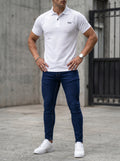 POLO DO MONACO PURE WHITE + JEAN SKINNY FIT AZUL INDUSTRIAL