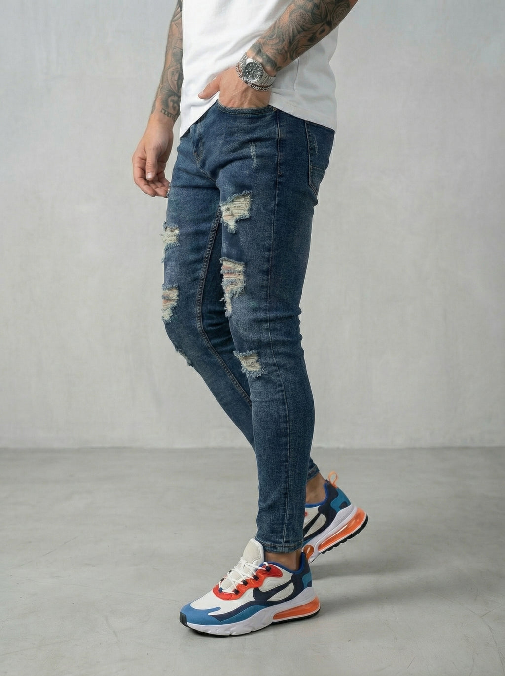 JEAN SKINNY - VERDE TODO ROTO