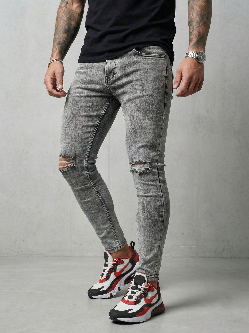 JEAN SKINNY - GRIS CLARO ROTO