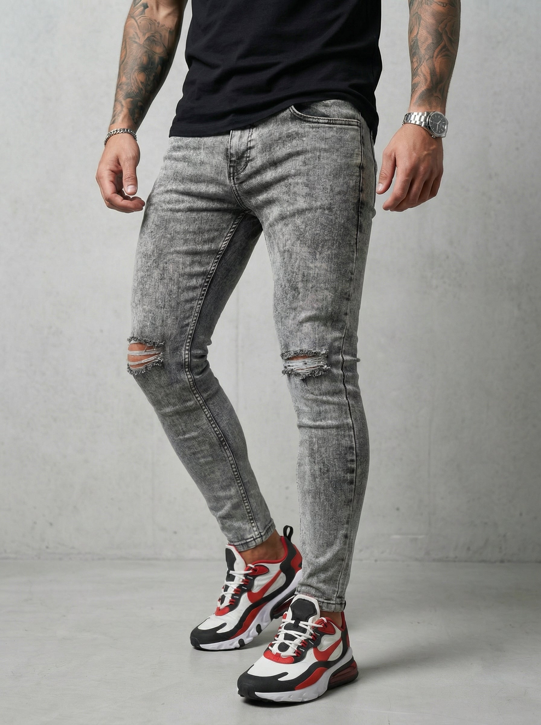 JEAN SKINNY - GRIS CLARO ROTO