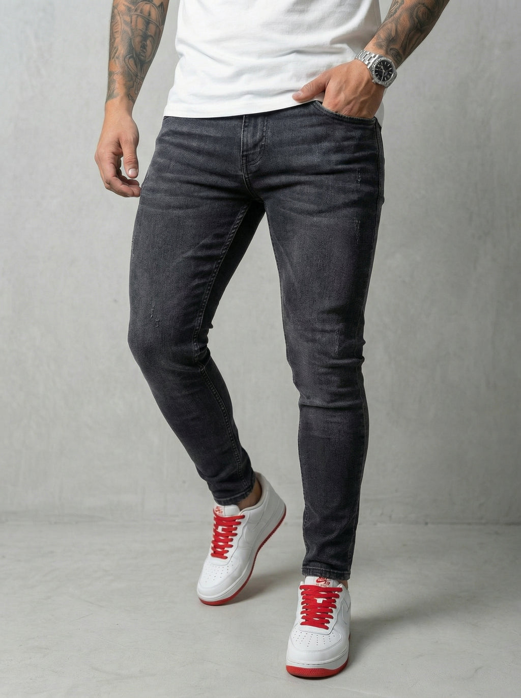 JEAN SKINNY - GRIS OSCURO LISO