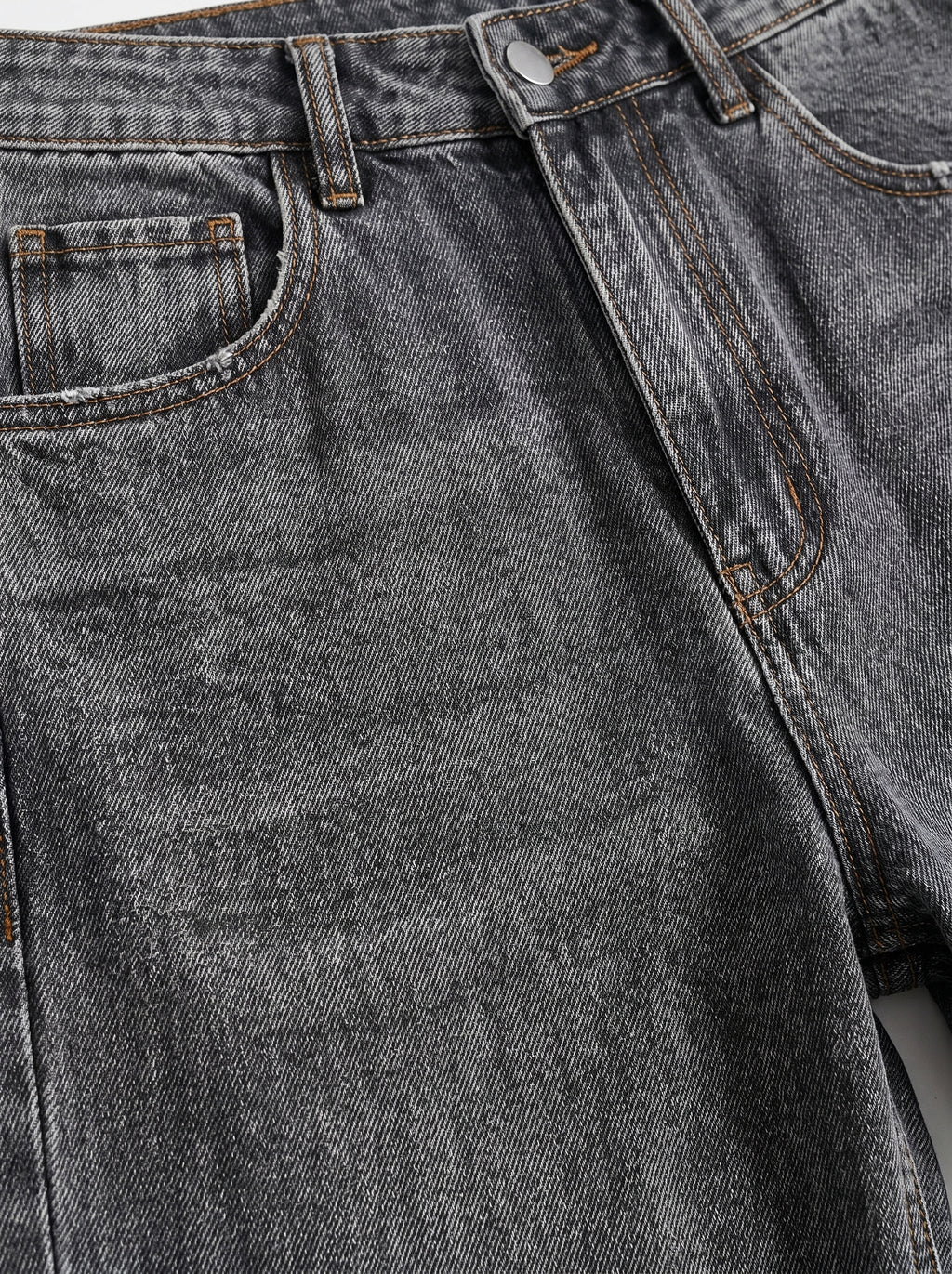 JEAN MOM FIT -  GRIS OSCURO LISO