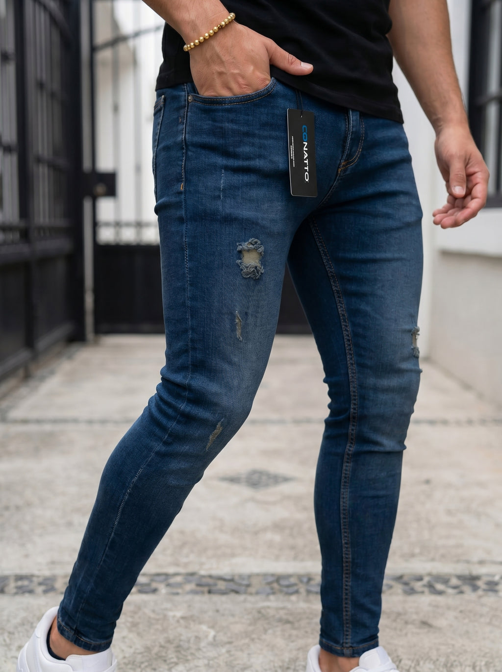 JEANS SKINNY FIT - AZUL NAVY RIPPED