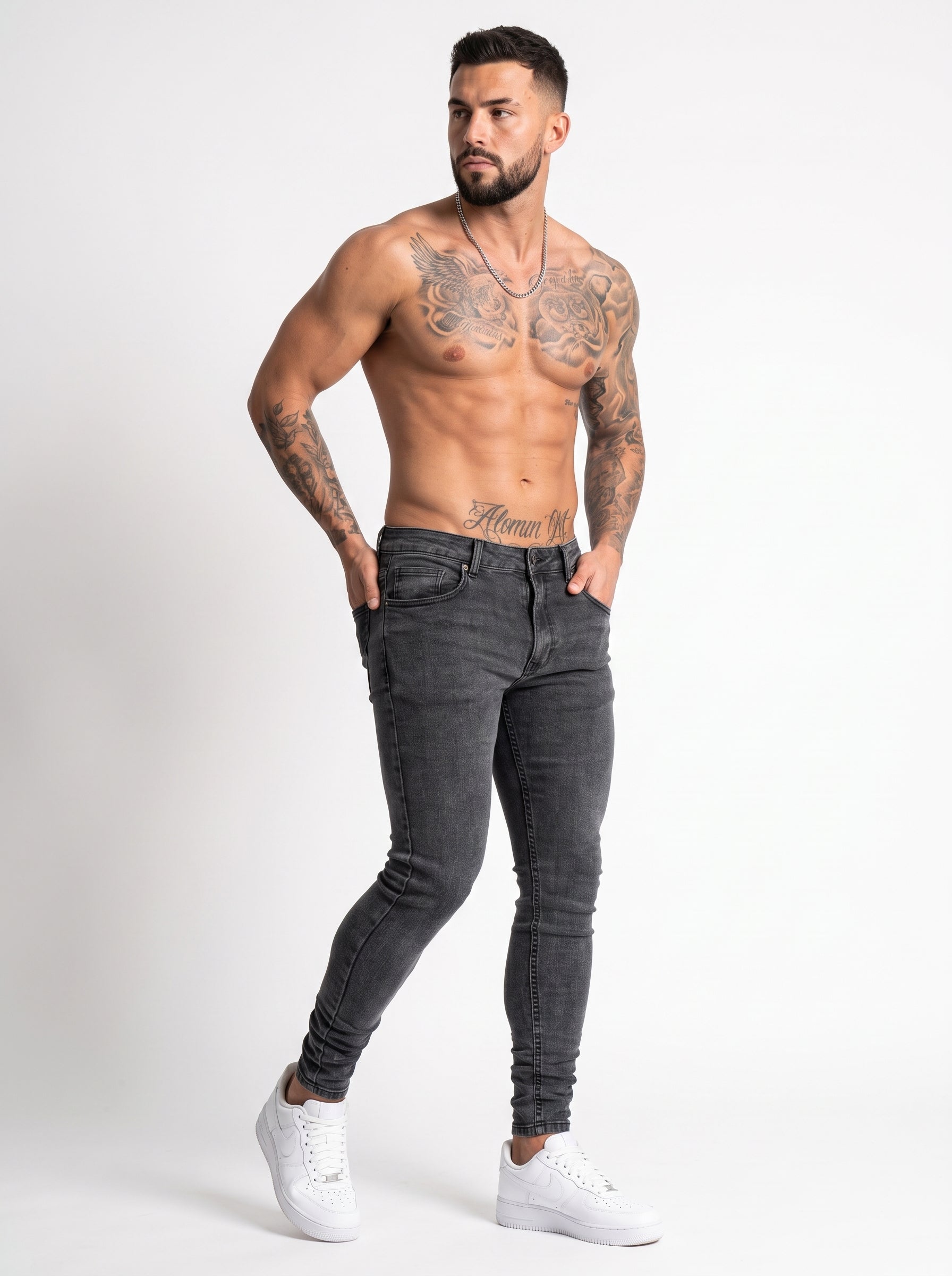JEAN SKINNY - GRIS OSCURO LISO