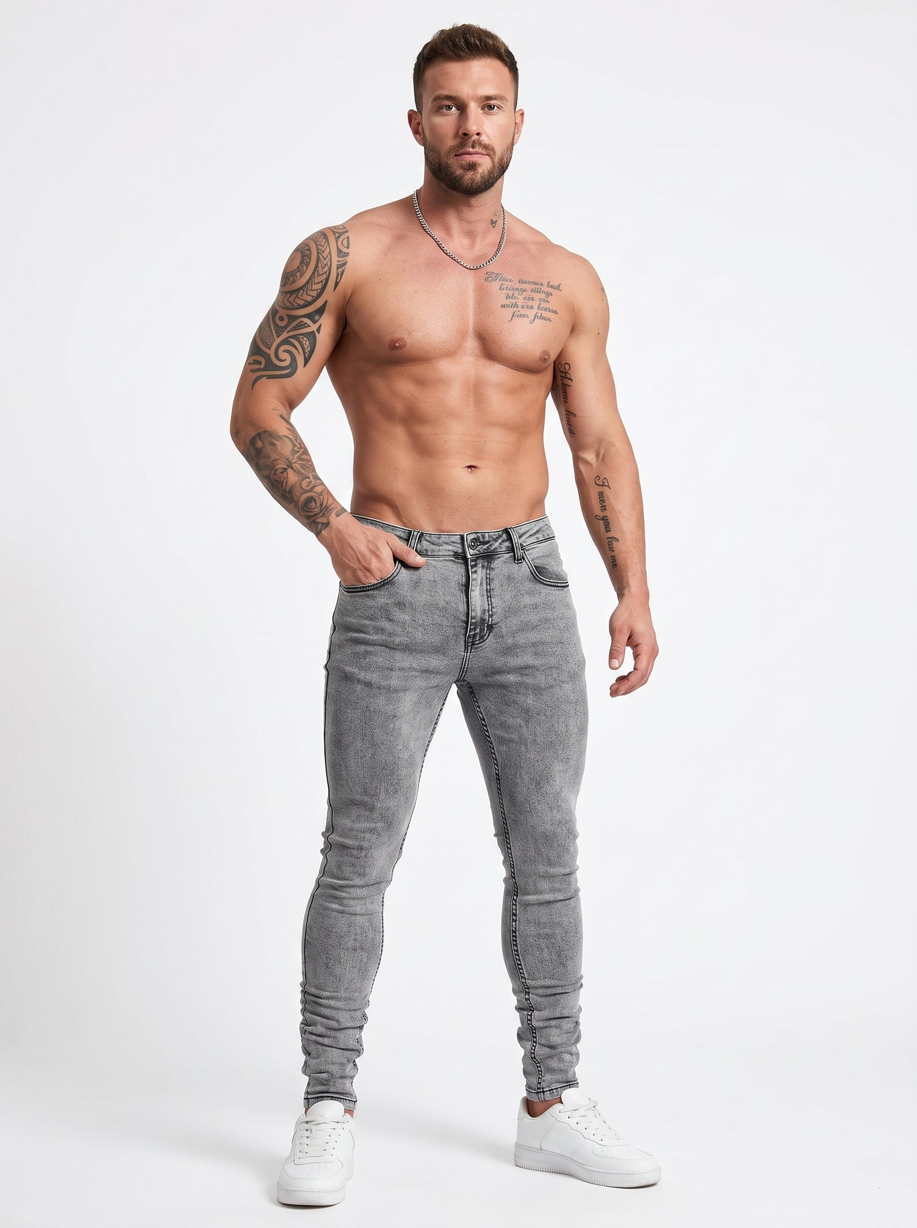 JEAN SKINNY - GRIS CLARO LISO