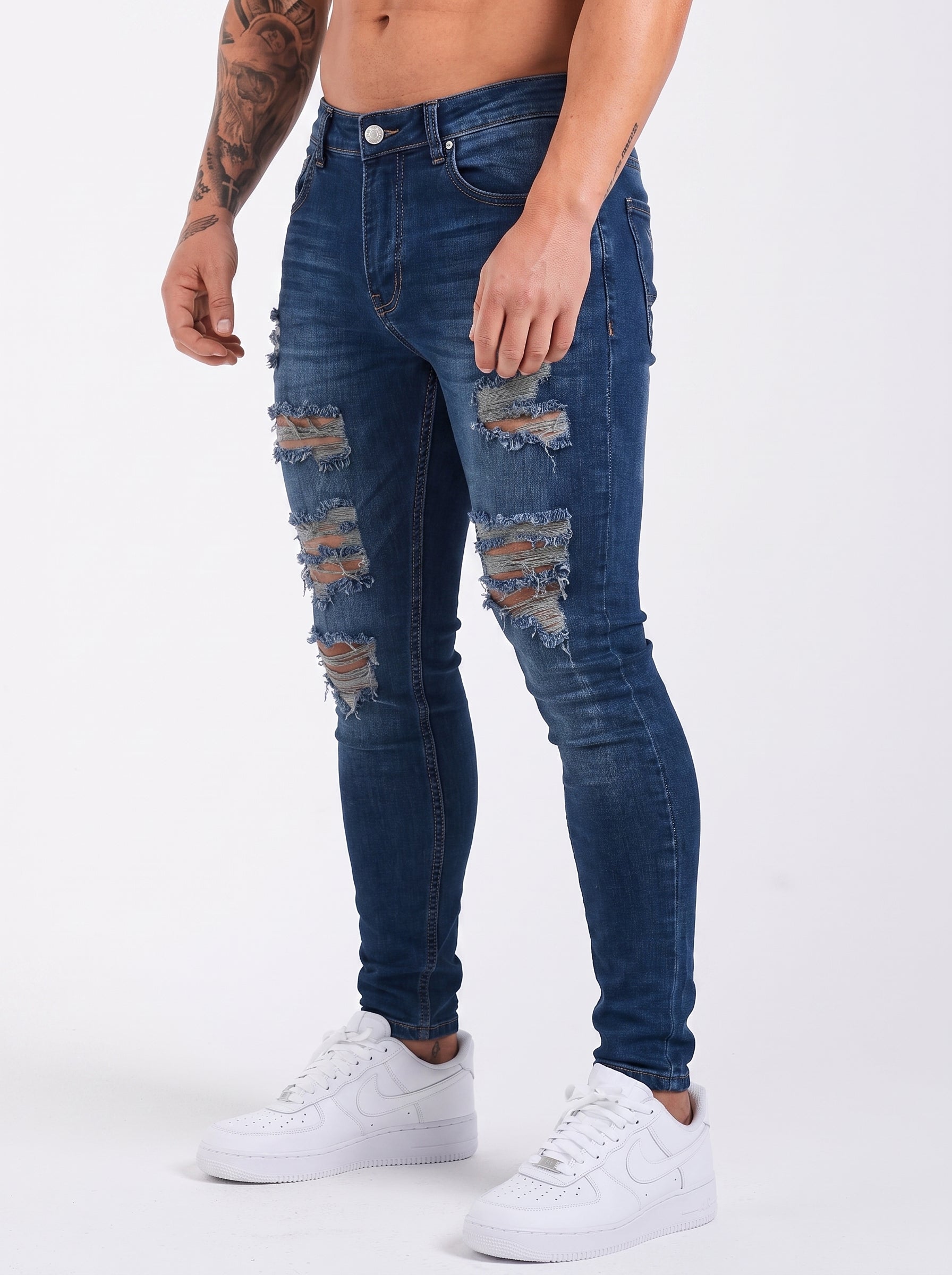 JEANS SKINNY FIT – MIDNIGHT RIPPED BLUE