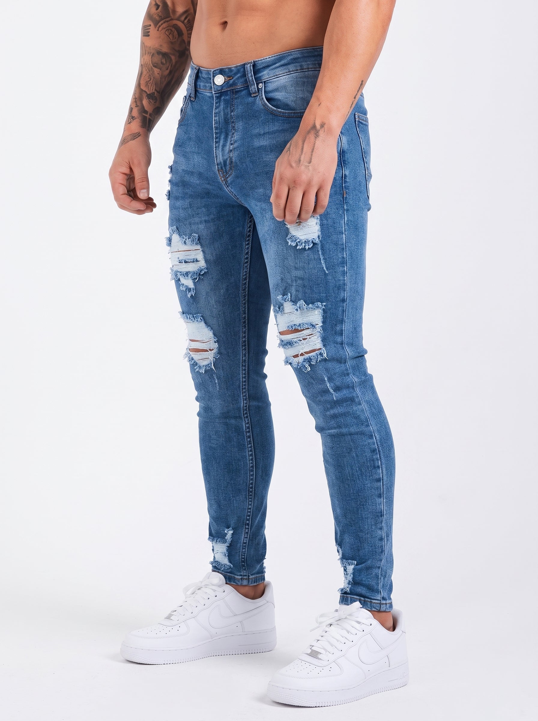 JEAN SKINNY MID BLUE DESTROYED