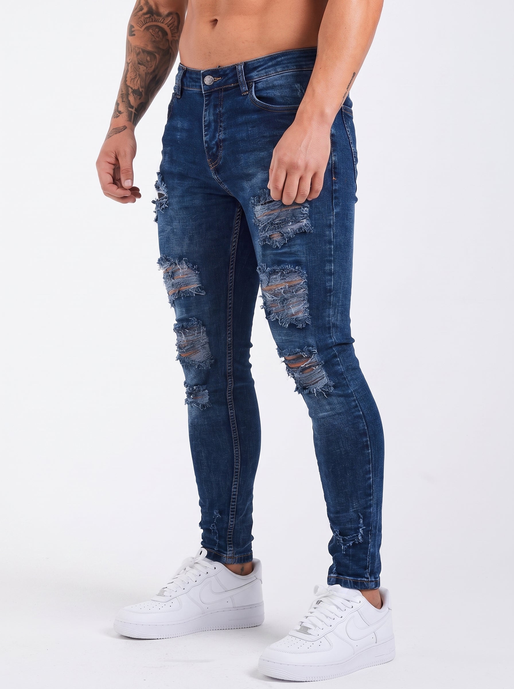JEANS SKINNY FIT – BLUE DESTROYED EDITION