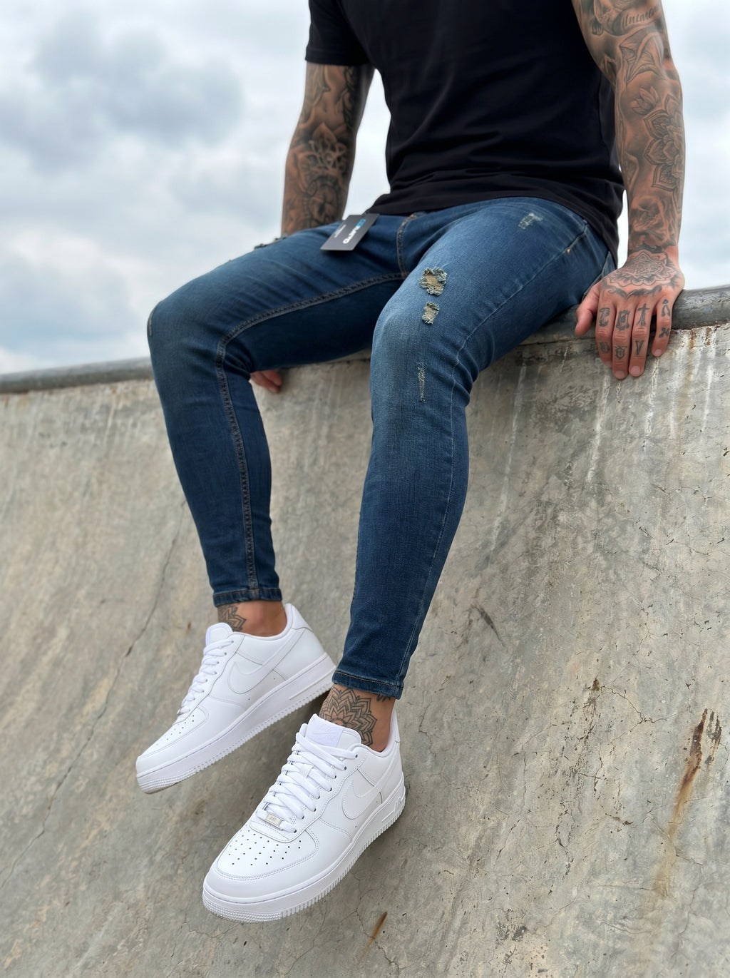 POLO MONACO BLACK LINE - JEANS SKINNY  NAVY RIPPED